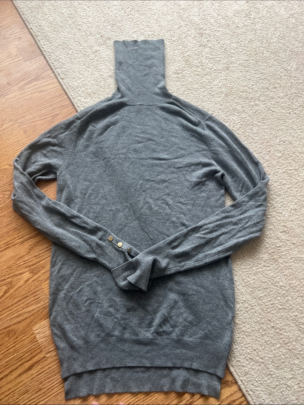 Zara Gray Turtleneck Sweater with Button Cuffs